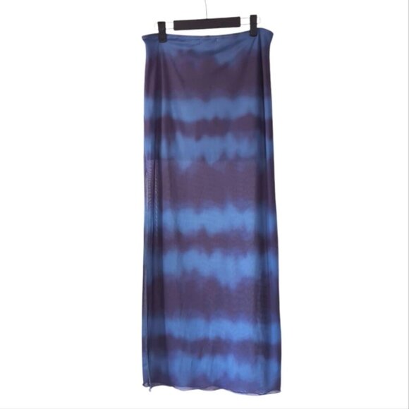 NWT Vintage Retro Y2K 2000s 90s Tye Dye Cyberpunk Mesh Stretch Maxi Skirt L - Picture 1 of 8